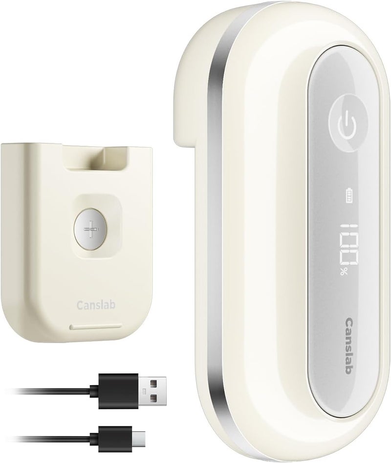 Canslab RETRO Electric Can Opener, Auto-Stop One-Touch Operation, USB Rechargeable with LED Battery Track, Side Cut Smooth Edge Can Opener for Seniors with Arthritis, Wall-Mountable Small Size, Cream - Image 1